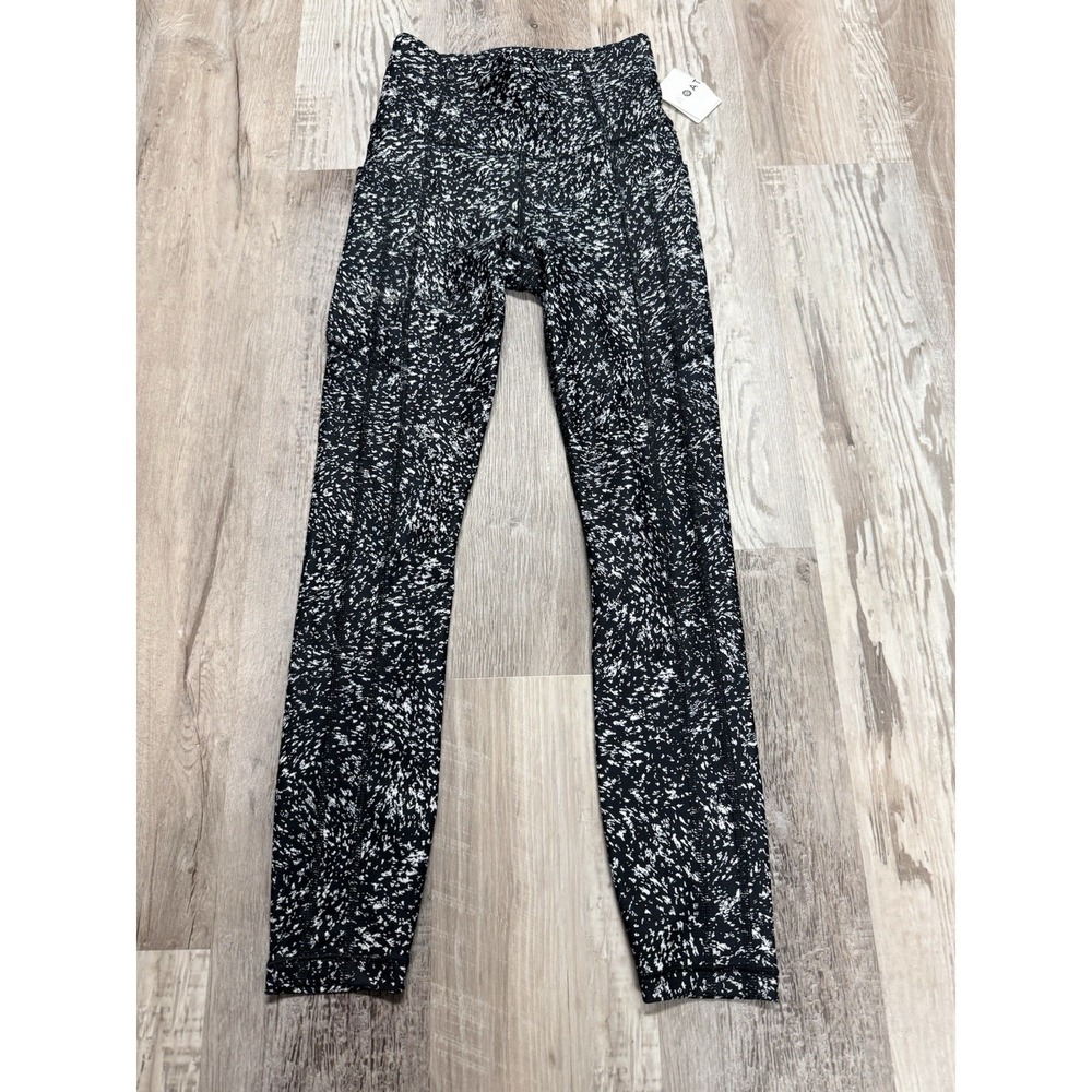 Athleta Ultimate Stash 7/8 Tight XXS‎ Black White Speckle High Rise Pockets New